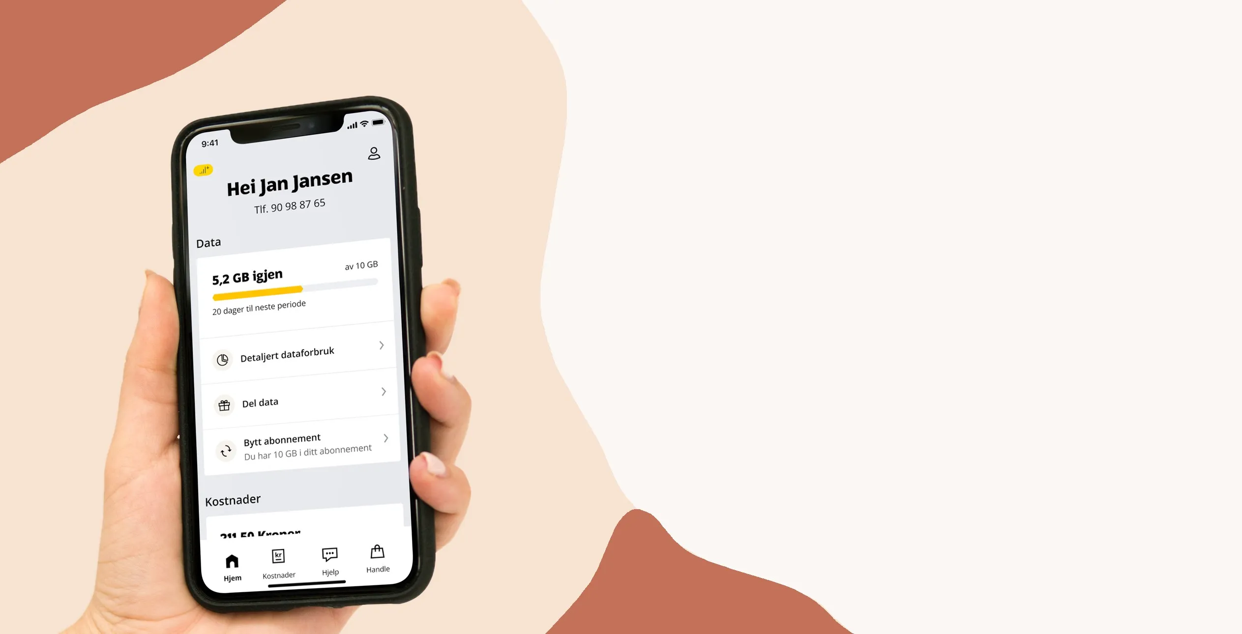 En hånd som holder en mobil med Ice-appen