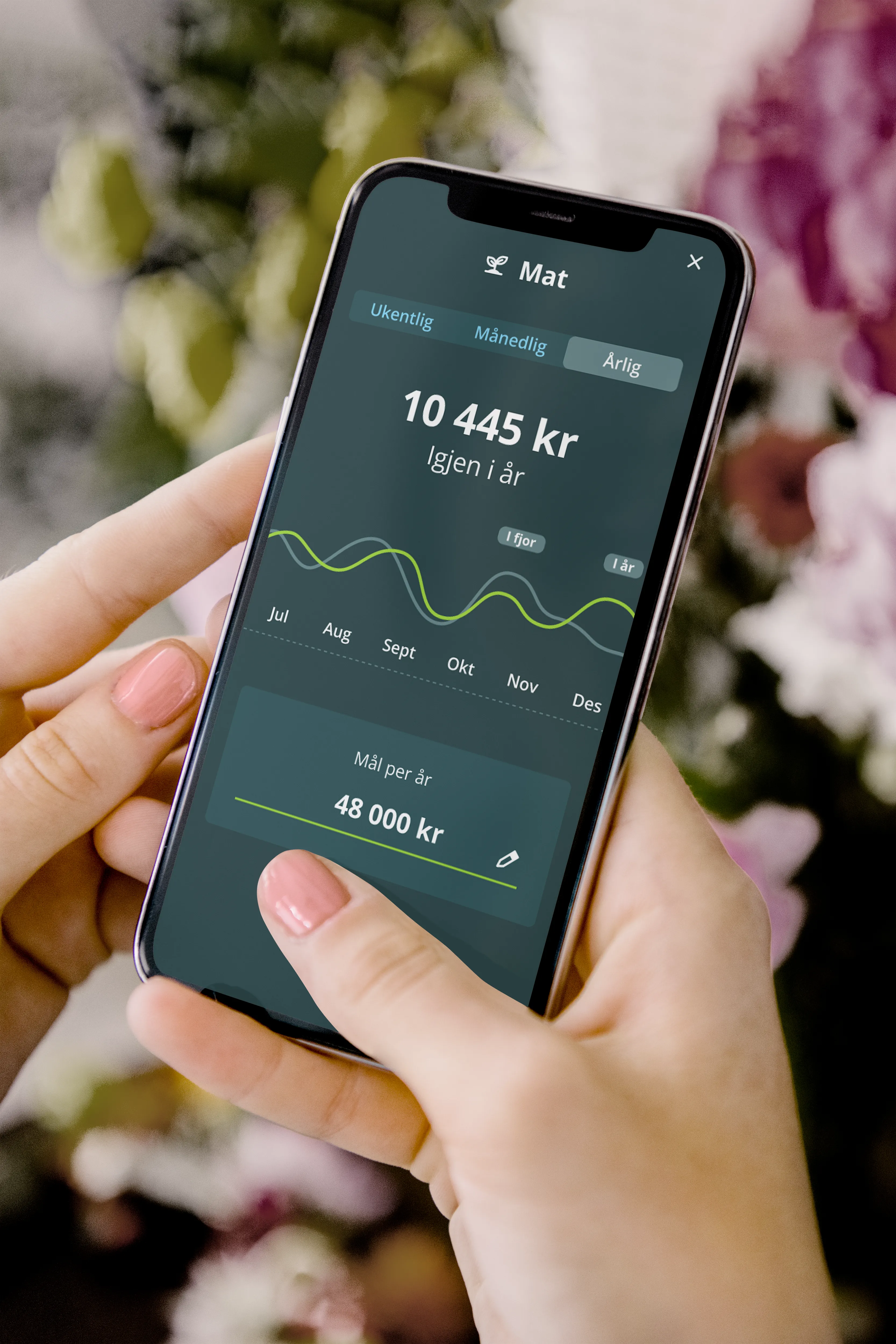 To hender som holder en mobil med Mitt forbruk