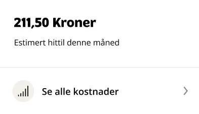 Kort med kostnader hittil denne måneden