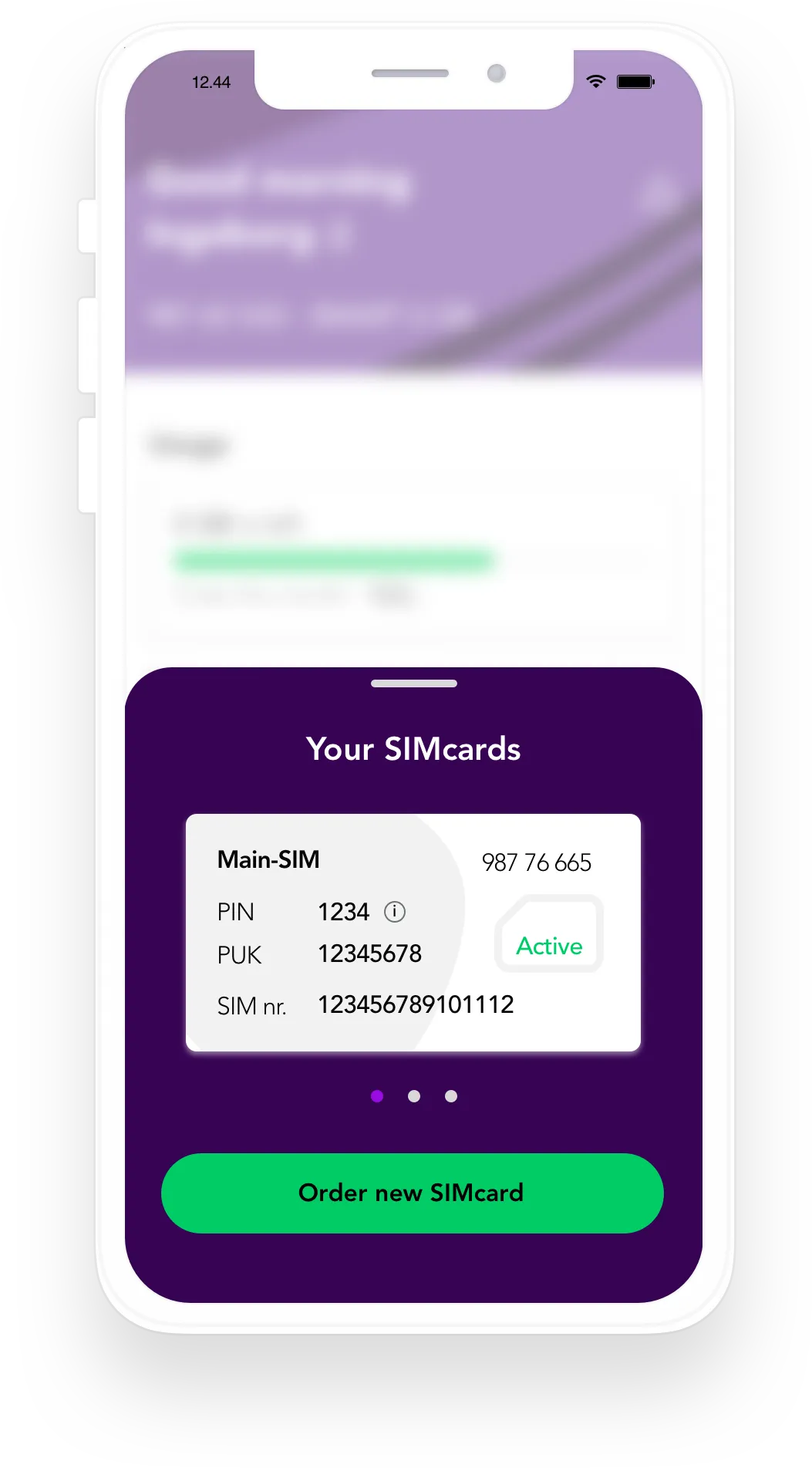 SIM-kort med PIN- og PUK-kode